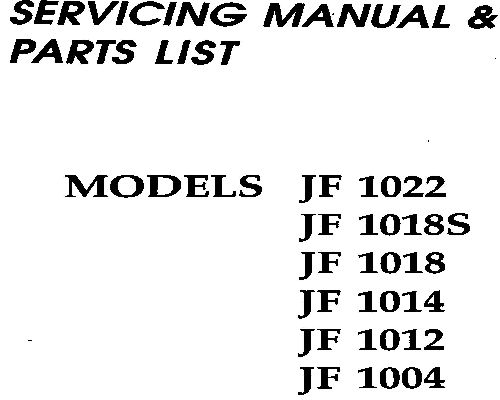 Janome JF 1004 - JF 1012 - JF 1014 - JF 1018 - JF1018S & JF 1022 Manual